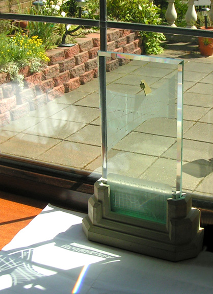 Spectra sundial in Ireland with terrace in the background