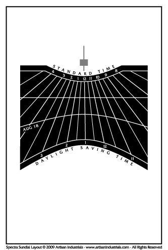 Spectra sundial layout for Bend, Oregon USA
