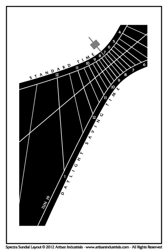 Spectra sundial layout for Olympia, Washington USA
