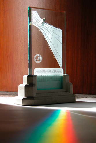 A Spectra sundial marks a colorful moment in time